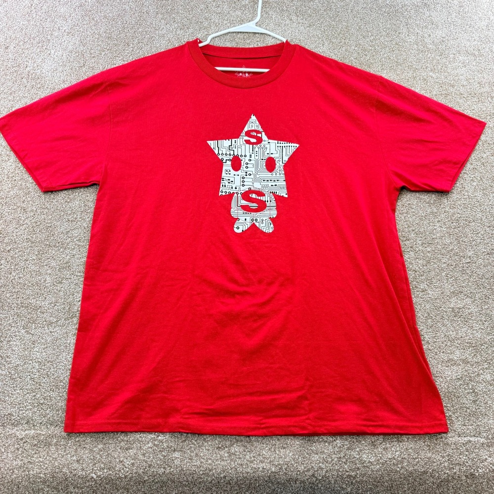 Sicko Mens 2XL Red Circuit Board Star T-Shirt Short Sleeve Streetwear Designer